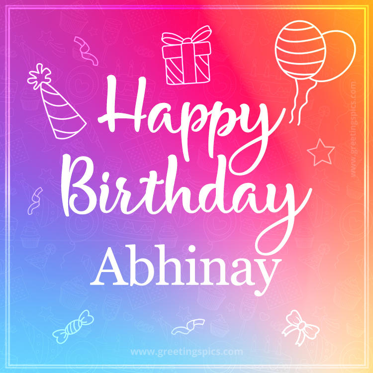 Colorful Happy Birthday Card For Abhinay (square shape image)