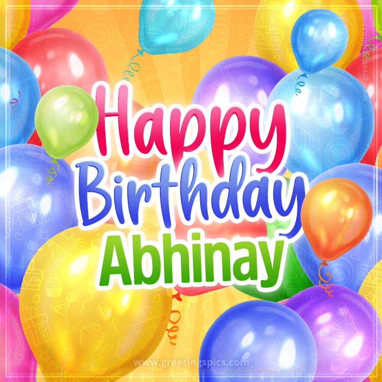 Happy Birthday Abhinay Image with colorful balloons (square shape image)