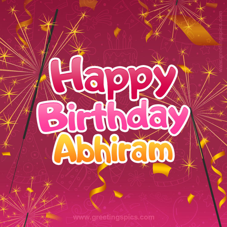 Happy Birthday Abhiram Image with sparklers (square shape image)