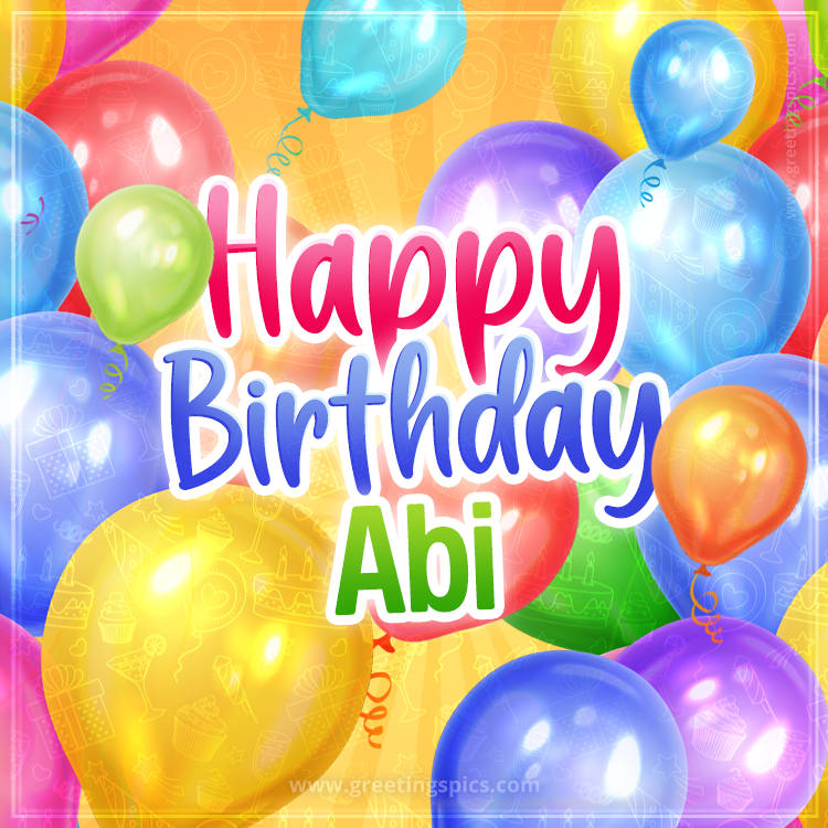 Happy Birthday Abi Image with colorful balloons (square shape image)