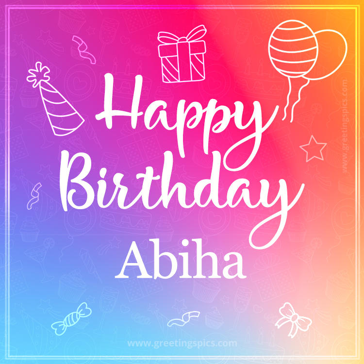 Colorful Happy Birthday Card For Abiha (square shape image)