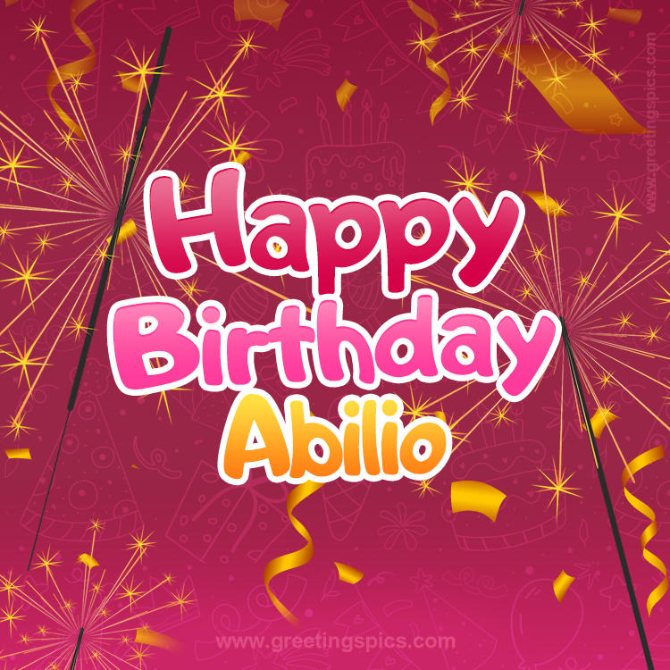 Happy Birthday Abilio Image with sparklers (square shape image)