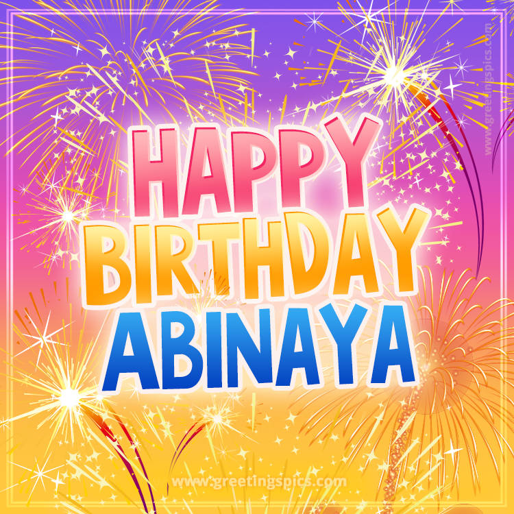 Happy Birthday Abinaya Picture with fireworks (square shape image)