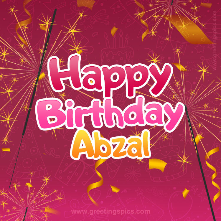 Happy Birthday Abzal Image with sparklers (square shape image)