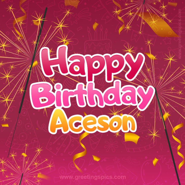 Happy Birthday Aceson Image with sparklers (square shape image)