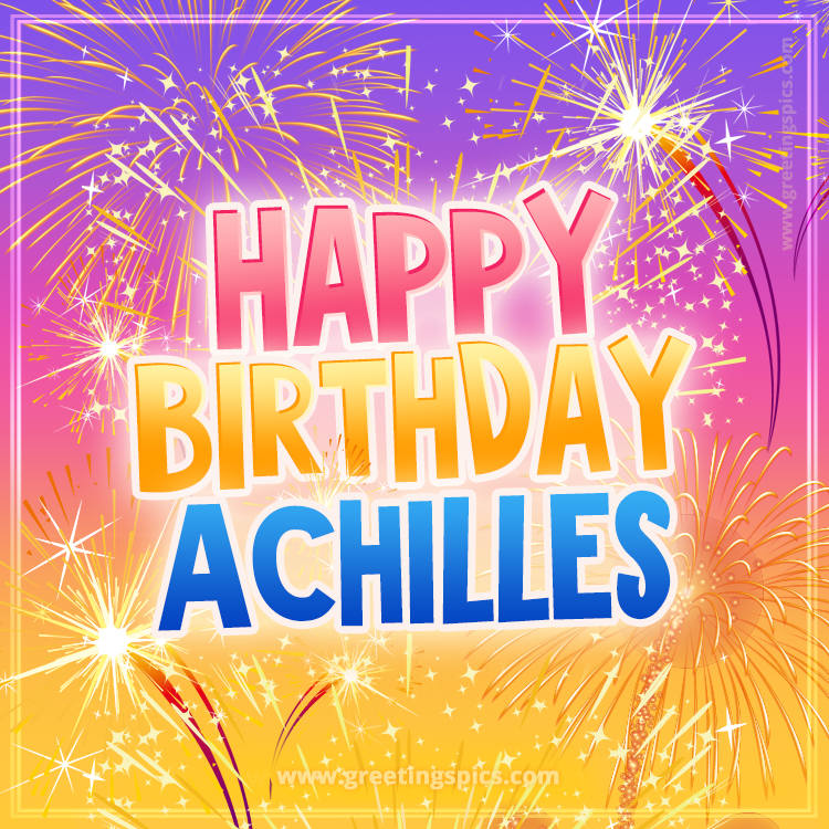 Happy Birthday Achilles Picture with fireworks (square shape image)