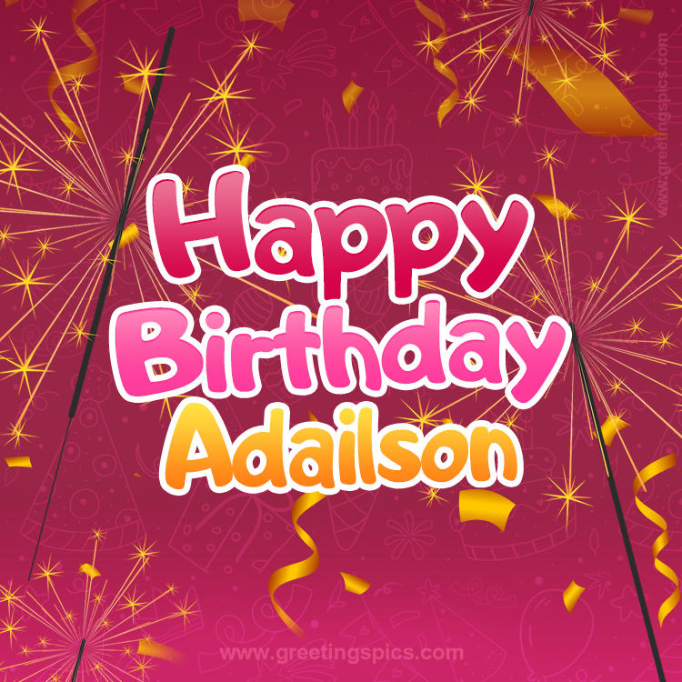 Happy Birthday Adailson Image with sparklers (square shape image)