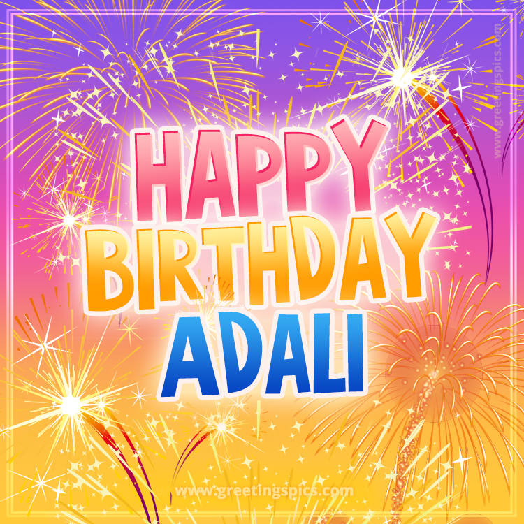 Happy Birthday Adali Picture with fireworks (square shape image)