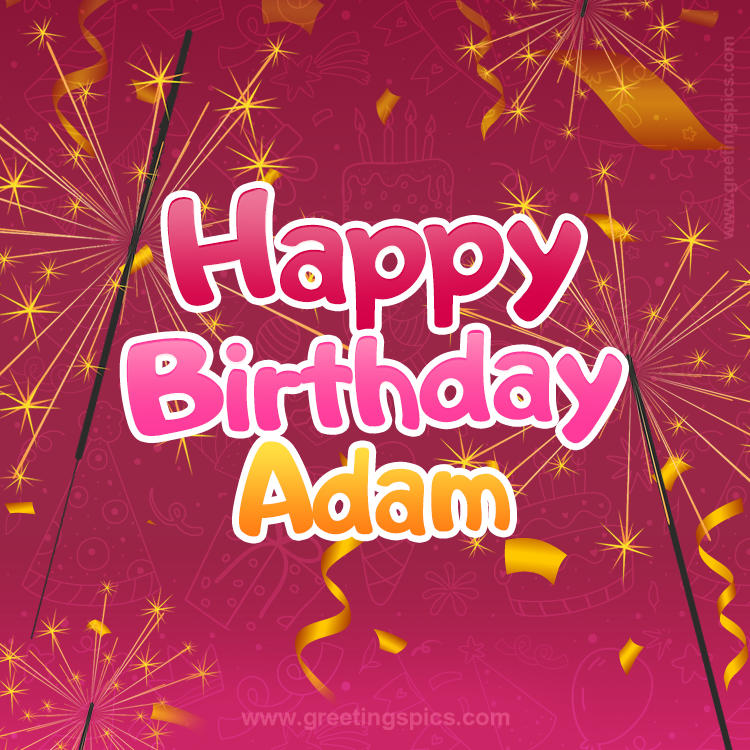 Happy Birthday Adam Image with sparklers (square shape image)