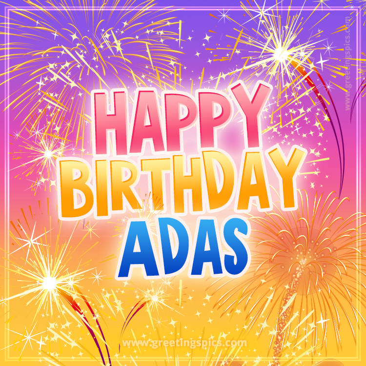 Happy Birthday Adas Picture with fireworks (square shape image)