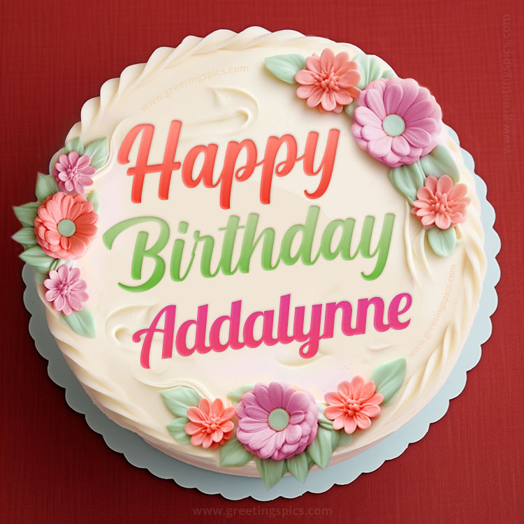 Happy Birthday Addalynne Cake Image With Name (square shape image)