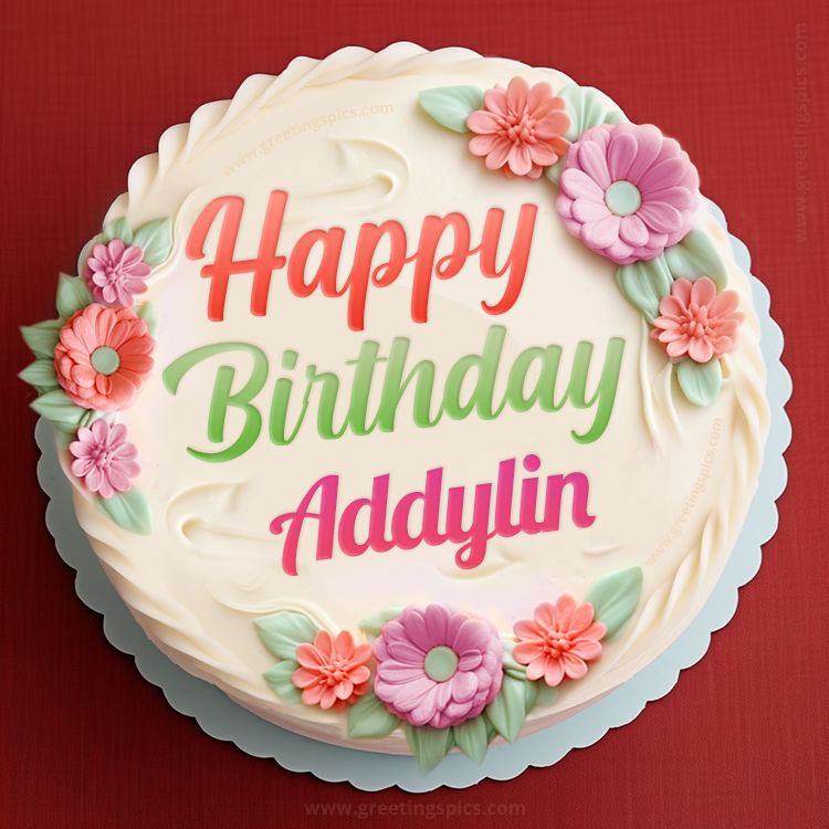 Happy Birthday Addylin Cake Image With Name (square shape image)