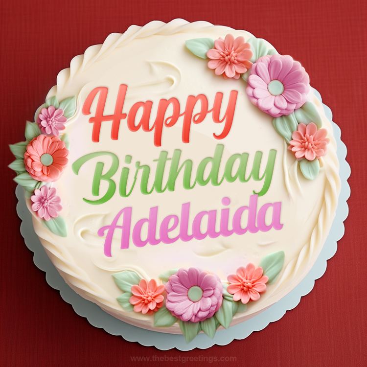 Happy Birthday Adelaidа Cake Image With Name (square shape image)