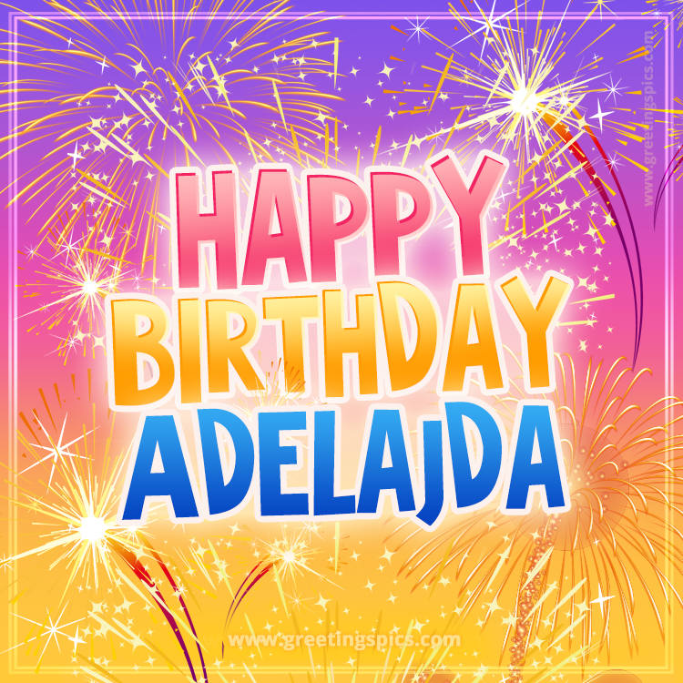 Happy Birthday Adelajda Picture with fireworks (square shape image)