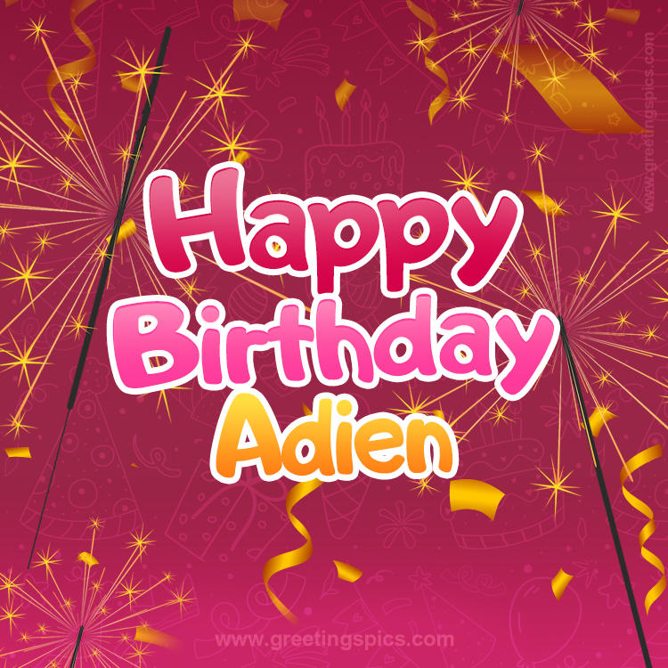 Happy Birthday Adien Image with sparklers (square shape image)