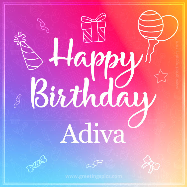 Colorful Happy Birthday Card For Adiva (square shape image)