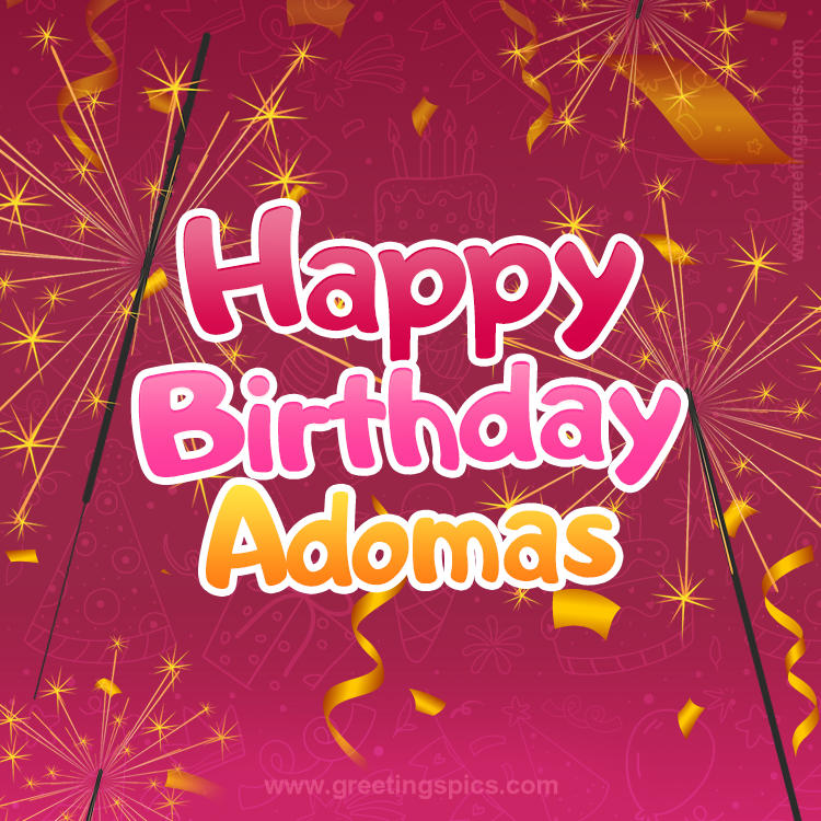 Happy Birthday Adomas Image with sparklers (square shape image)