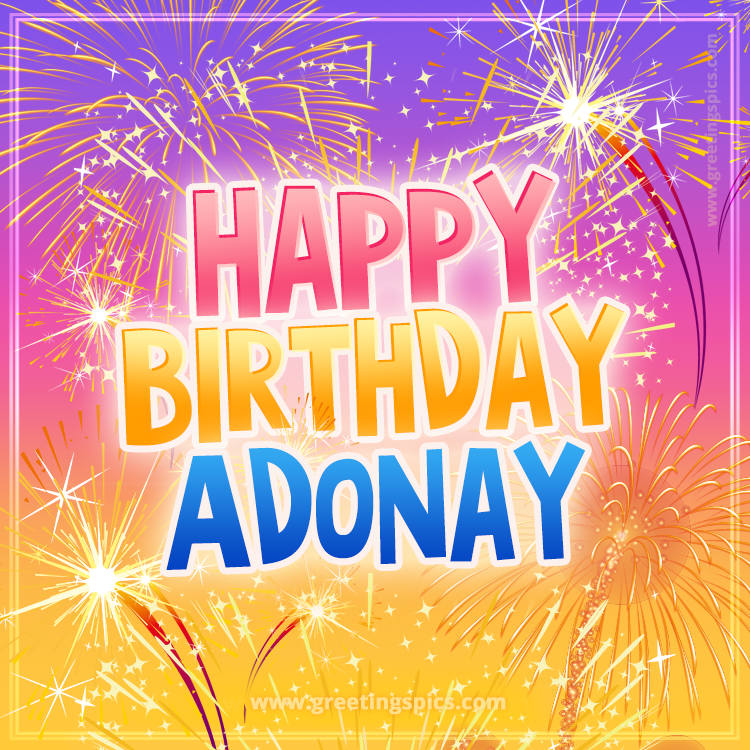 Happy Birthday Adonay Picture with fireworks (square shape image)