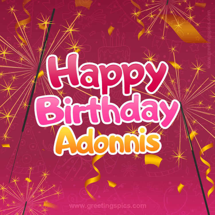 Happy Birthday Adonnis Image with sparklers (square shape image)