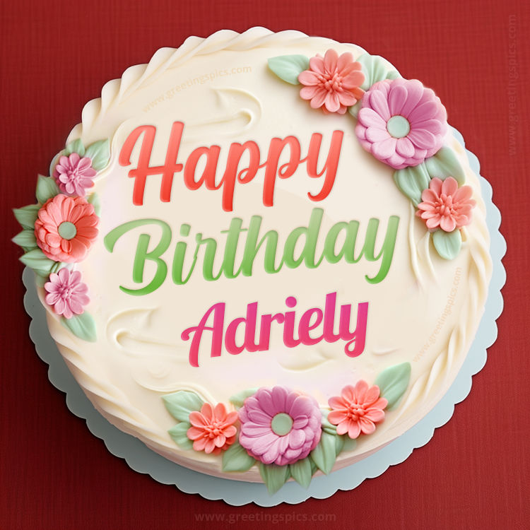 Happy Birthday Adriely Cake Image With Name (square shape image)