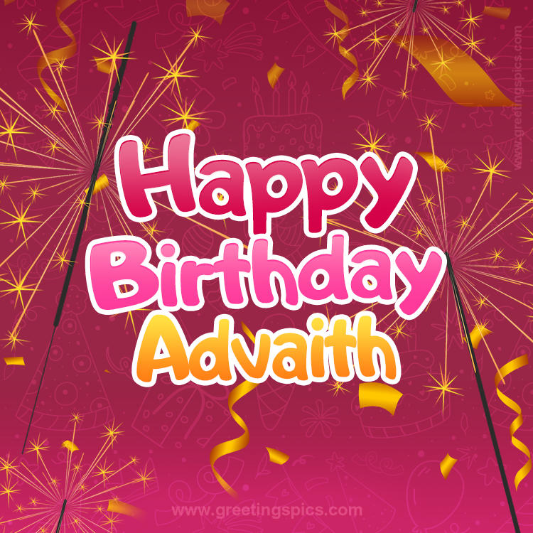 Happy Birthday Advaith Image with sparklers (square shape image)