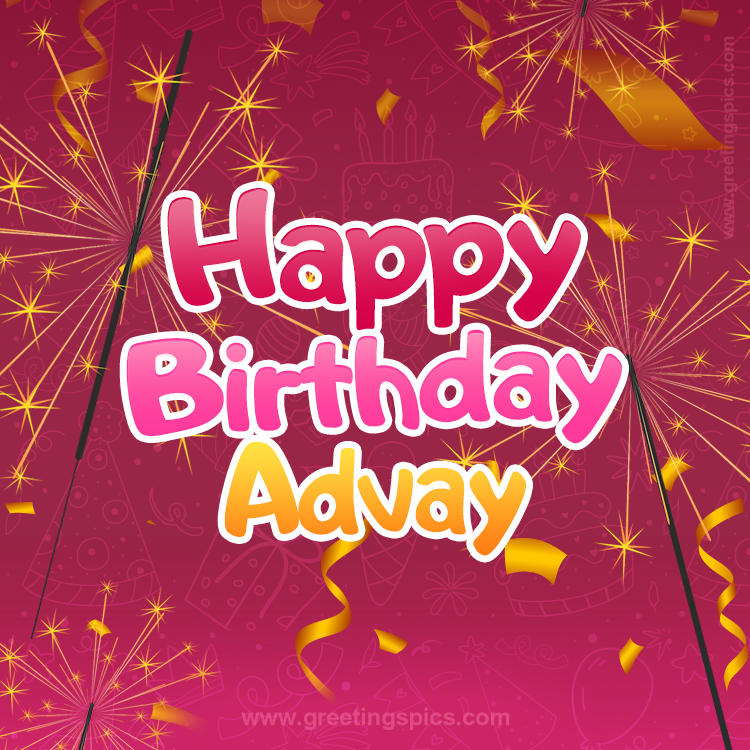 Happy Birthday Advay Image with sparklers (square shape image)