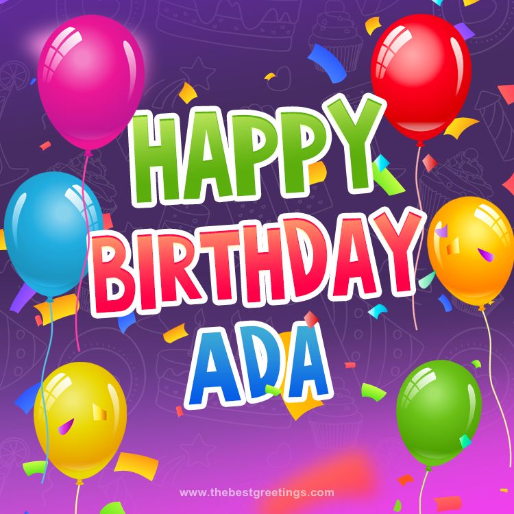 Happy Birthday Adа Festive Greeting Card (square shape image)