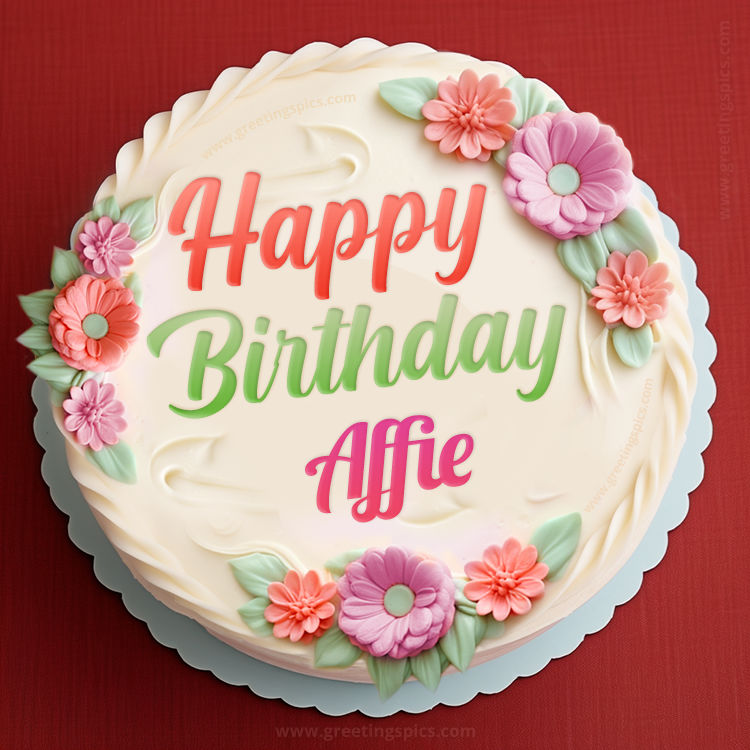 Happy Birthday Affie Cake Image With Name (square shape image)