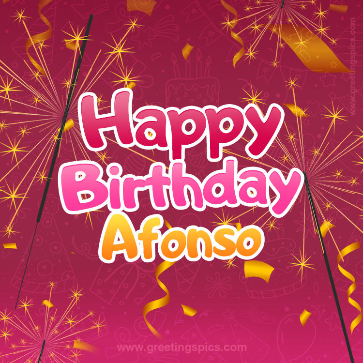 Happy Birthday Afonso Image with sparklers (square shape image)