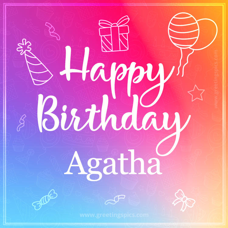 Colorful Happy Birthday Card For Agatha (square shape image)