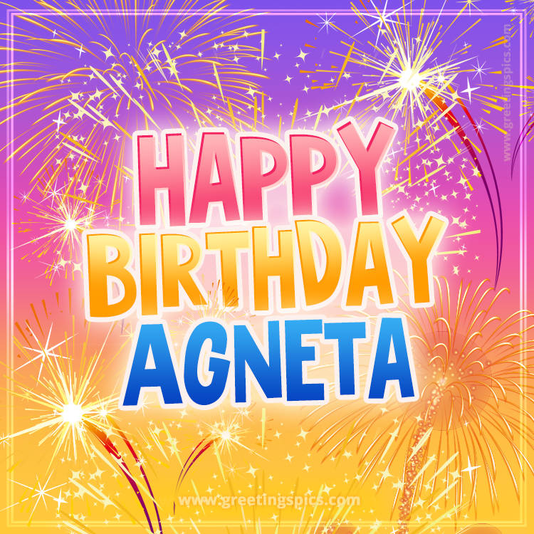 Happy Birthday Agneta Picture with fireworks (square shape image)