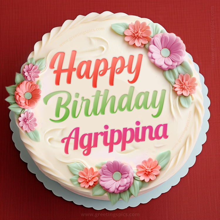 Happy Birthday Agrippina Cake Image With Name (square shape image)