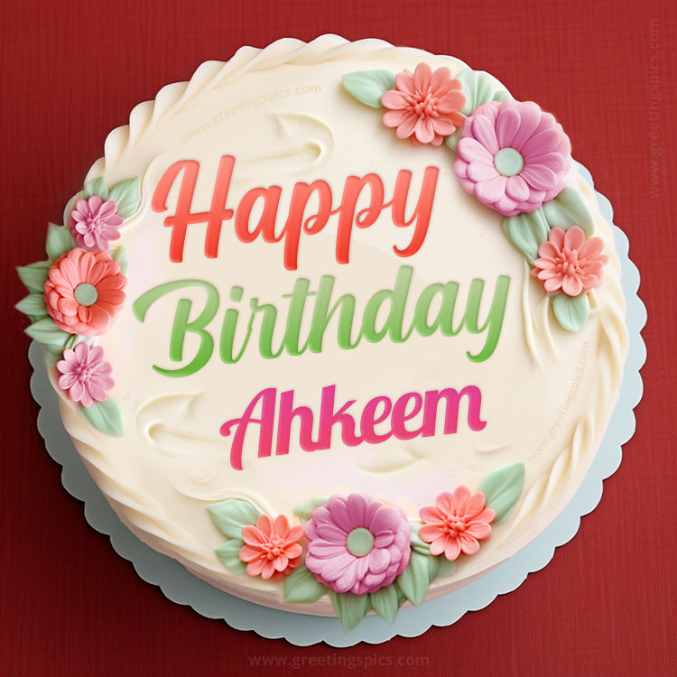 Happy Birthday Ahkeem Cake Image With Name (square shape image)