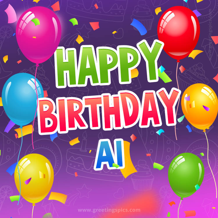 Happy Birthday Ai Festive Greeting Card (square shape image)