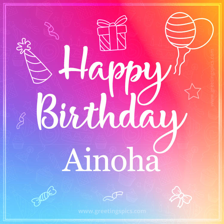 Colorful Happy Birthday Card For Ainoha (square shape image)