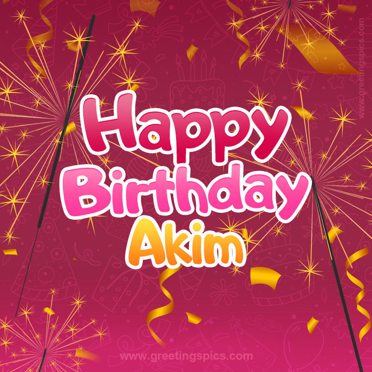 Happy Birthday Akim Image with sparklers (square shape image)