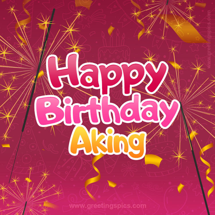 Happy Birthday Aking Image with sparklers (square shape image)