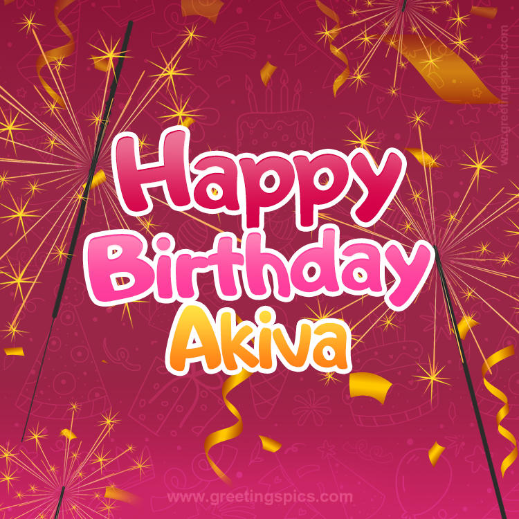 Happy Birthday Akiva Image with sparklers (square shape image)