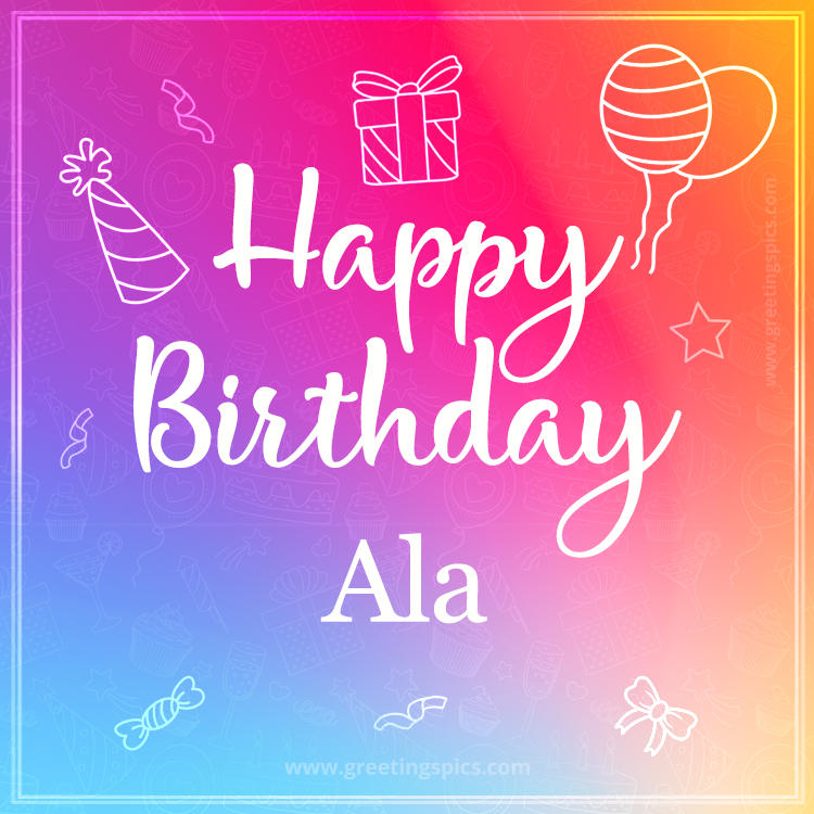 Colorful Happy Birthday Card For Ala (square shape image)