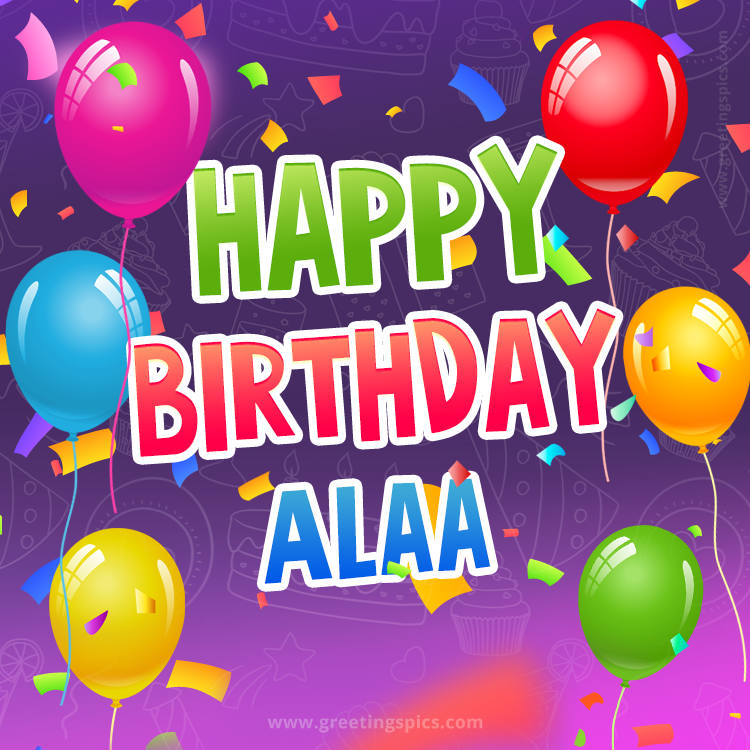 Happy Birthday Alaa Festive Greeting Card (square shape image)