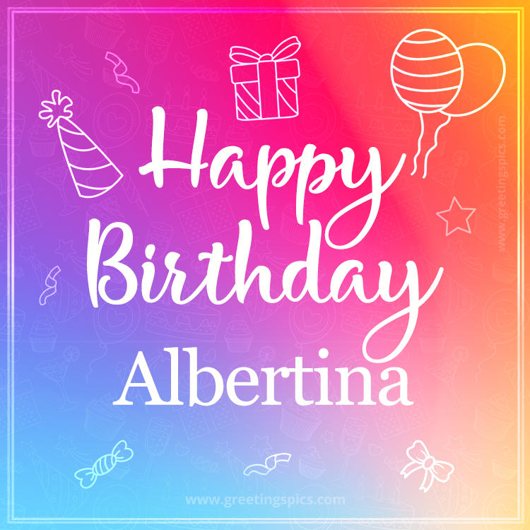 Colorful Happy Birthday Card For Albertina (square shape image)