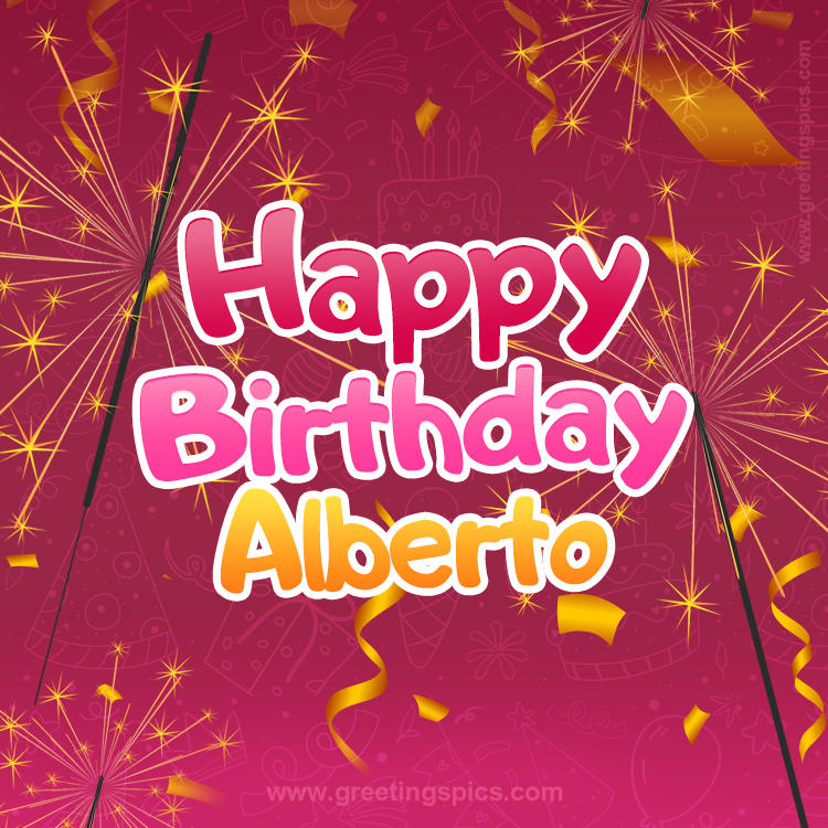 Happy Birthday Alberto Image with sparklers (square shape image)