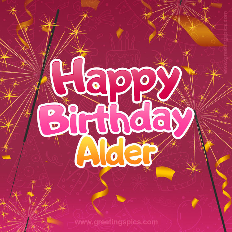 Happy Birthday Alder Image with sparklers (square shape image)