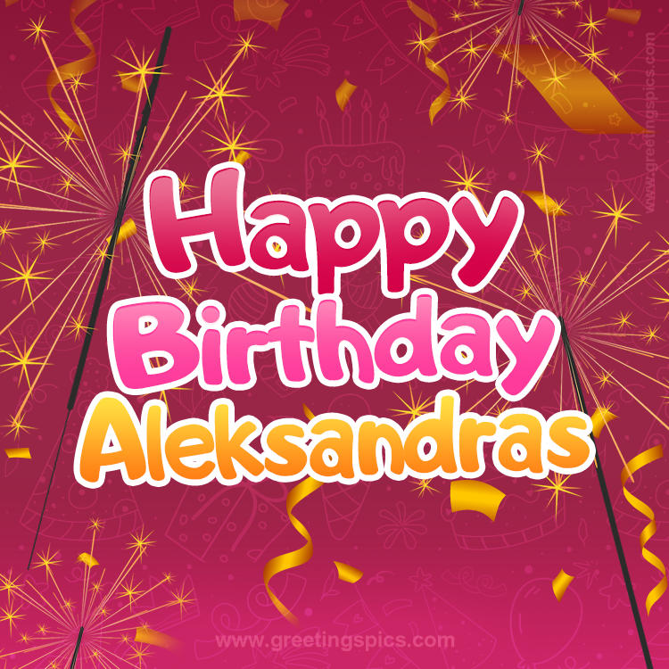 Happy Birthday Aleksandras Image with sparklers (square shape image)