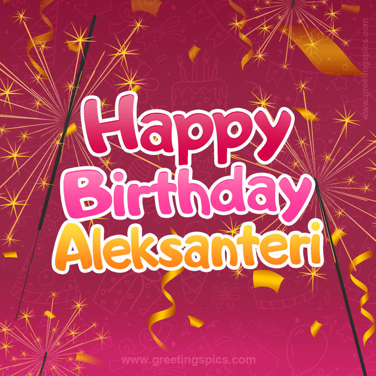 Happy Birthday Aleksanteri Image with sparklers (square shape image)