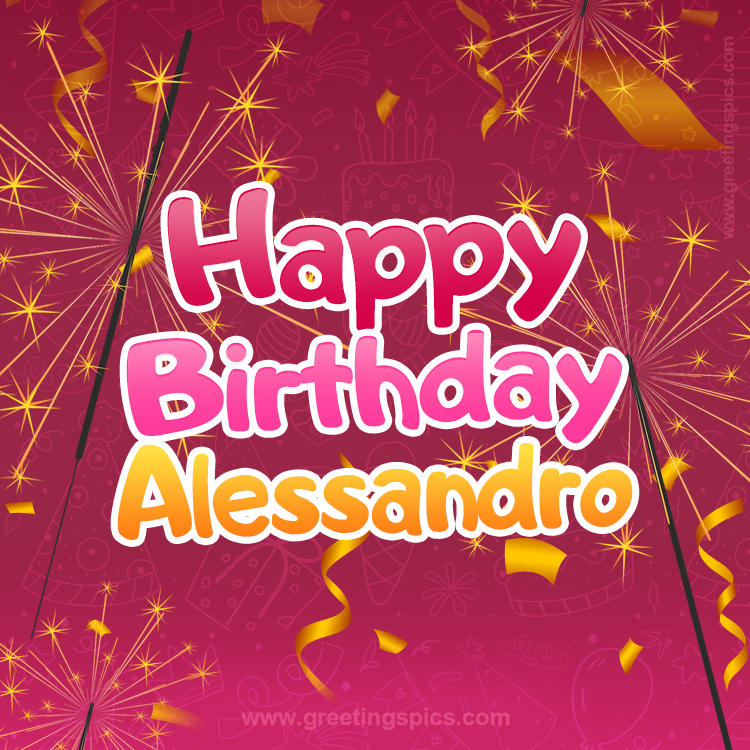 Happy Birthday Alessandro Image with sparklers (square shape image)