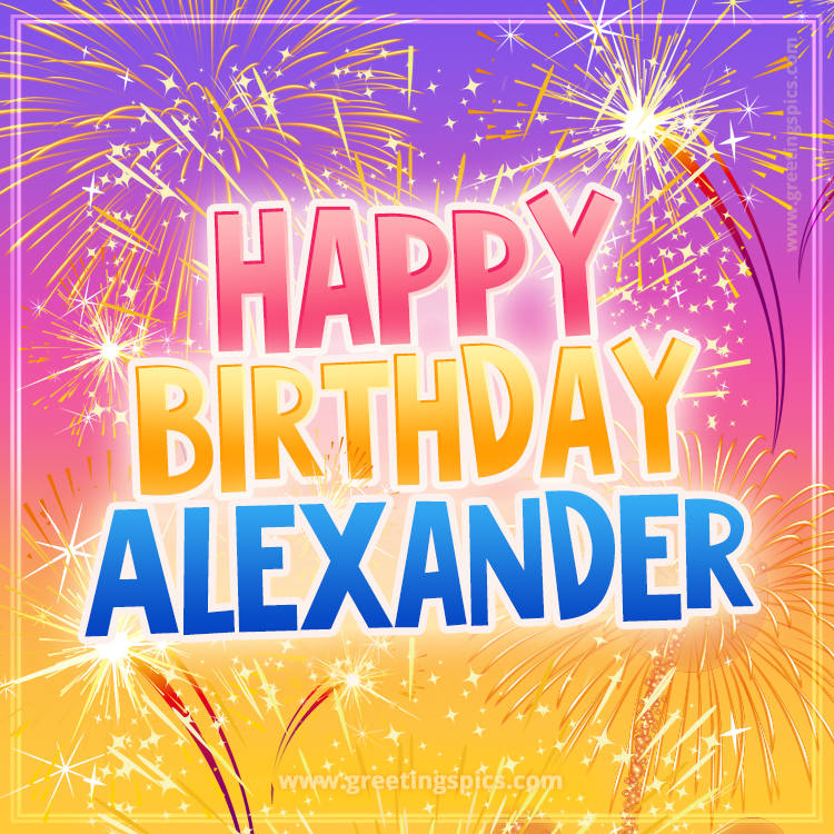 Happy Birthday Alexander Picture with fireworks (square shape image)