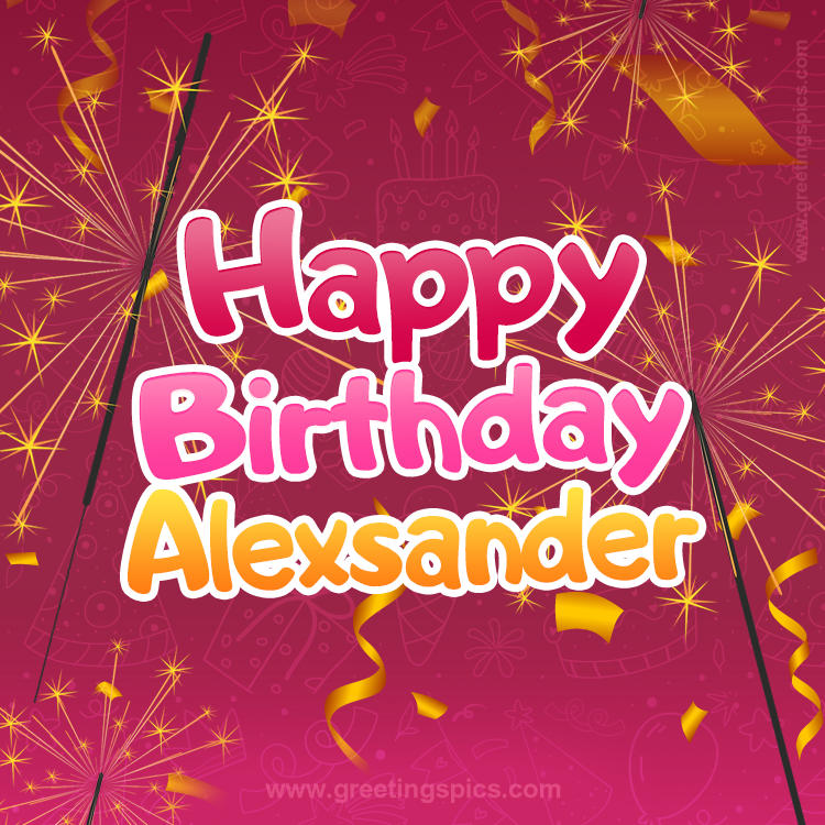 Happy Birthday Alexsander Image with sparklers (square shape image)