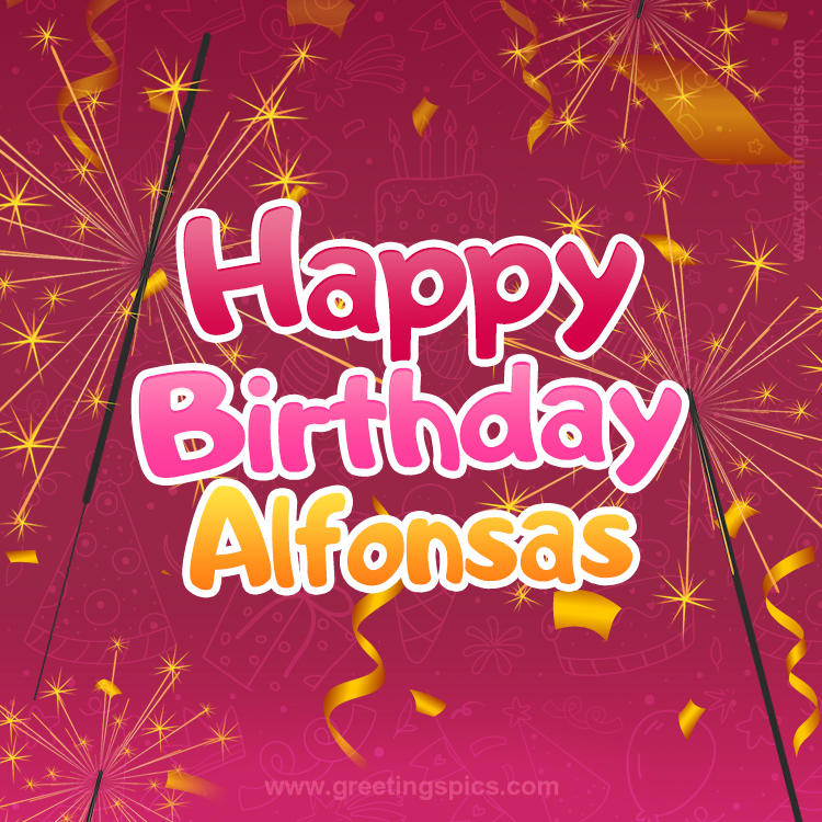 Happy Birthday Alfonsas Image with sparklers (square shape image)