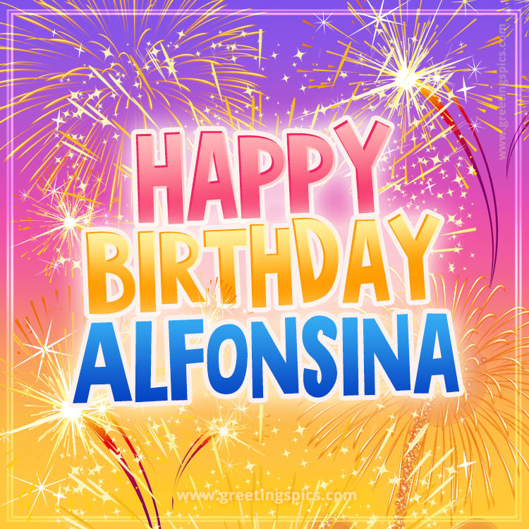 Happy Birthday Alfonsina Picture with fireworks (square shape image)